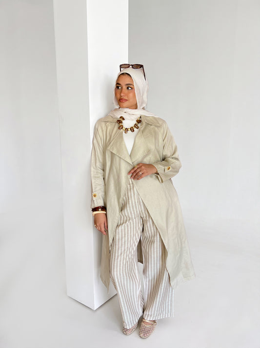 Café Striped Linen Pants