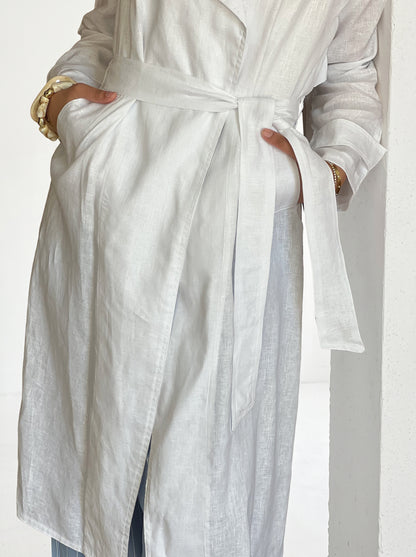 Linen Trench - White