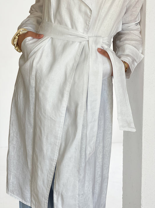 Linen Trench - White