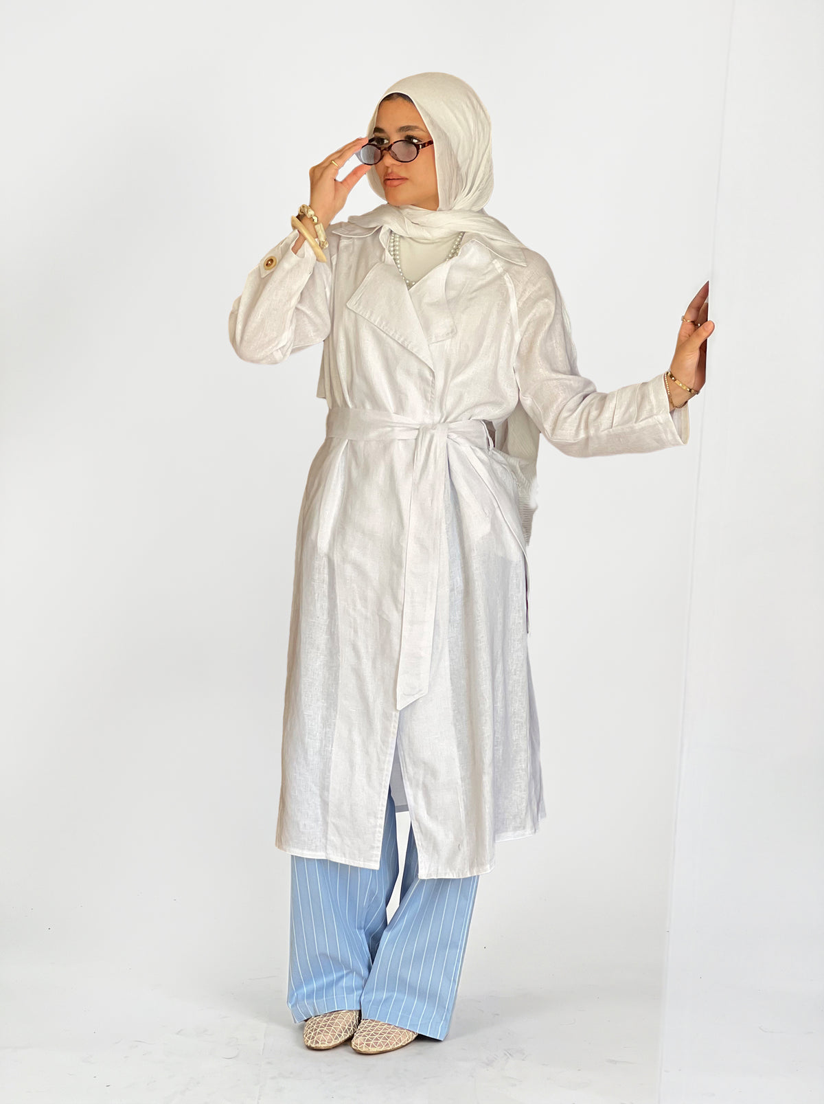 Linen Trench - White