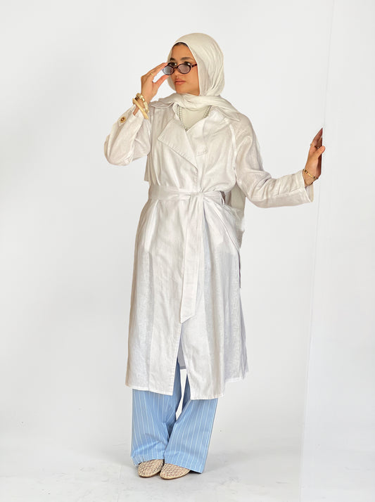 Linen Trench - White